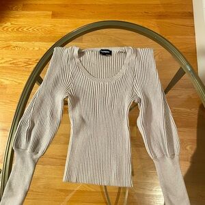 Express Ribbed Scoop Neck Sweater in Cream